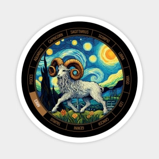 ZODIAC Aries - Astrological ARIRS - ARIRS - ZODIAC sign - Van Gogh style - 4 Magnet